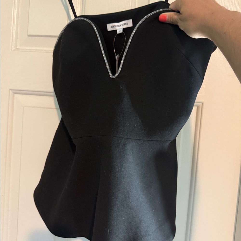 Veronica Beard Black Top with Silver Accents